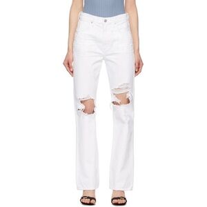Citizens Of Humanity LIBBY Casual White Distressed Denim Relaxed Boot Cut Jeans